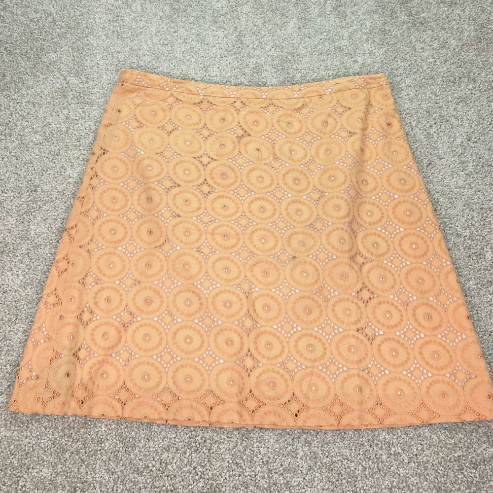 Banana Republic Peach Eyelet Mini Skirt Size 14 A-Line Cotton Lined Boho